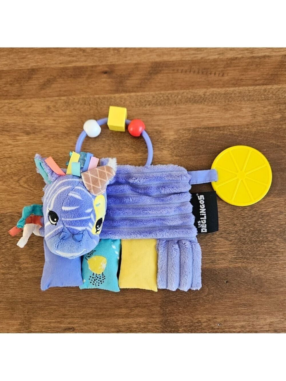 Les Déglingos Sensory Crinkle Toy Zebra Baby Stroller Toy